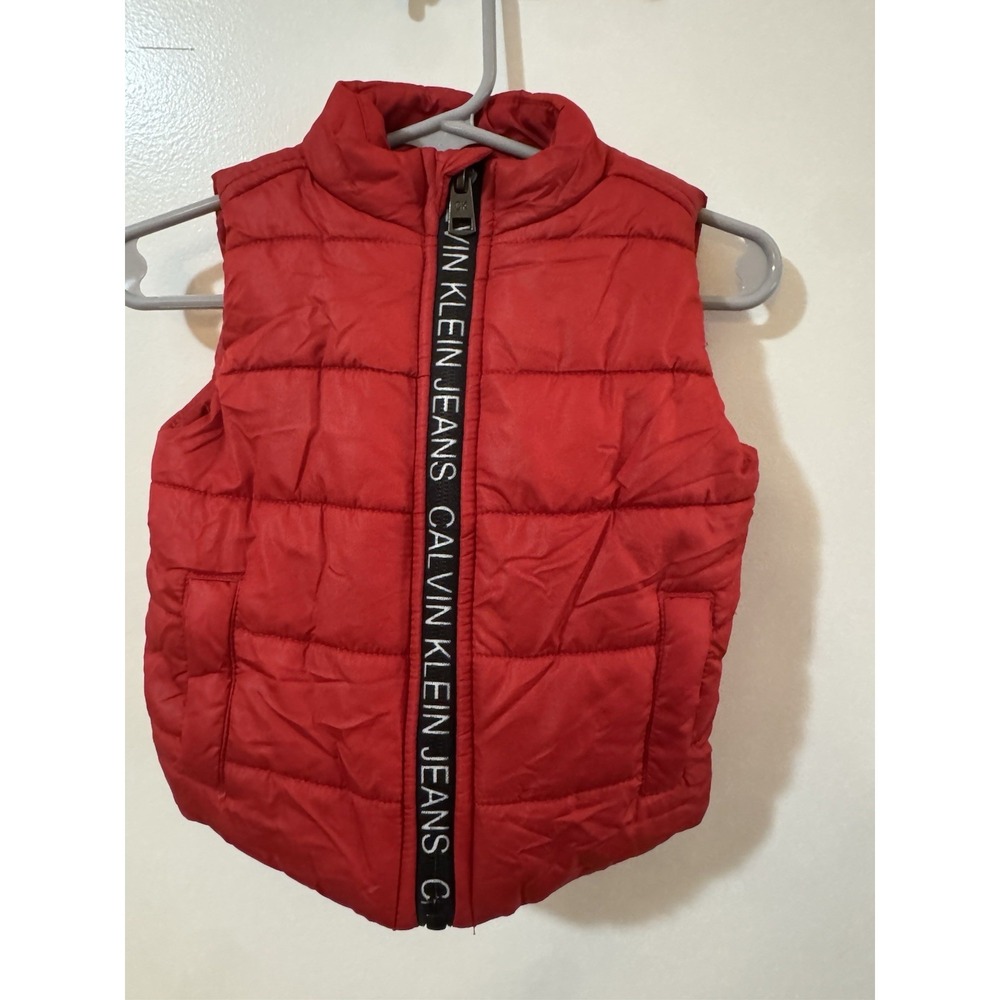 Calvin Klein‎ Jeans Toddler 2T Puffer Vest Zip-Up Logo Trim Lightweight Winter